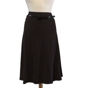 Dressbarn Side Zip Belted A-line Stretch Brown Skirt Size 24W NWT